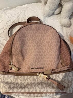 Michael Kors Pink Signature MK Logo Backpack